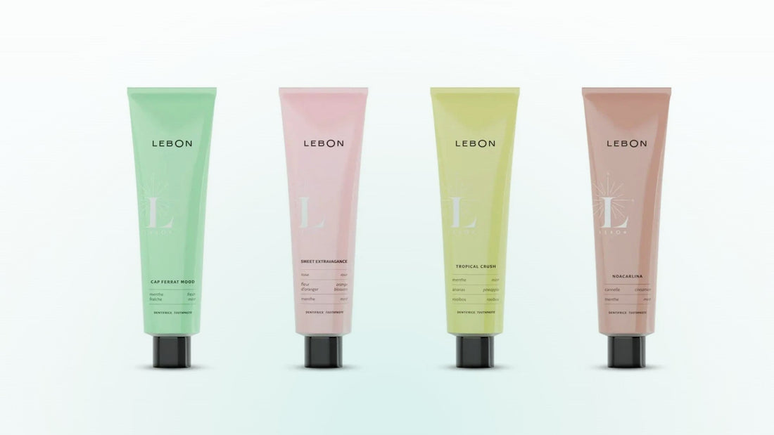 Cztery pasty do zębów LEBON: Cap Ferrat Mood, Sweet Extravagance, Tropical Crush i Noacarlina