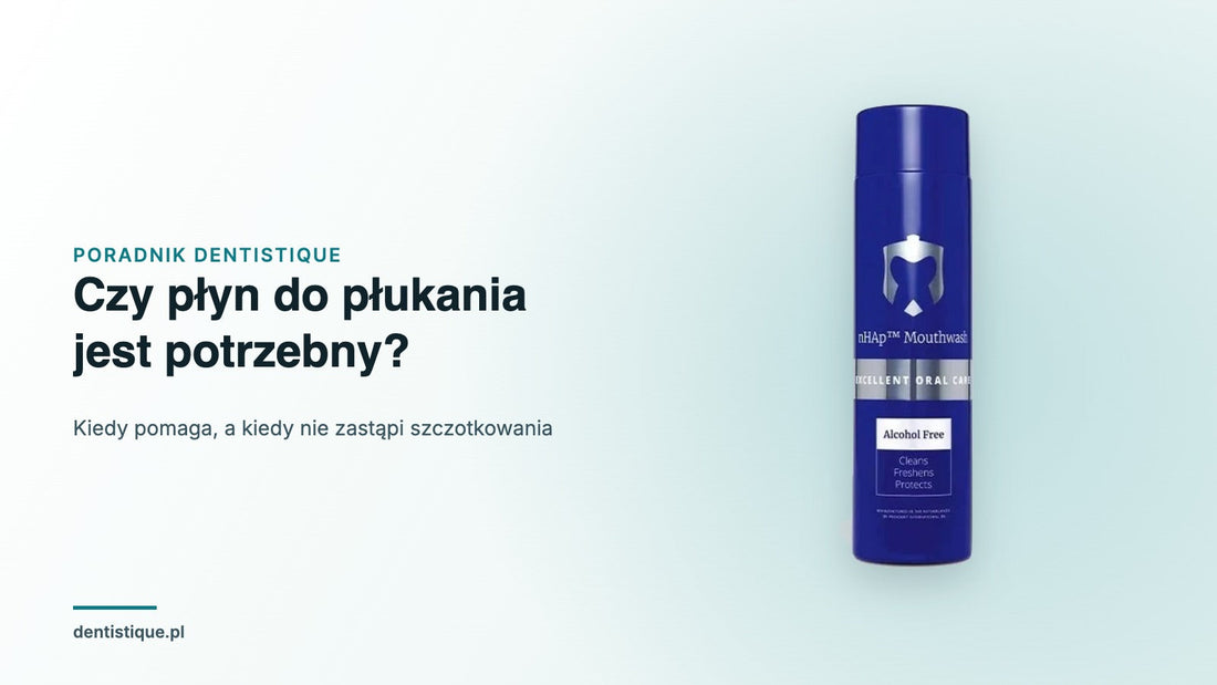 Butelka płynu do płukania PrevDent bez fluoru i alkoholu — poradnik o płynach do płukania jamy ustnej