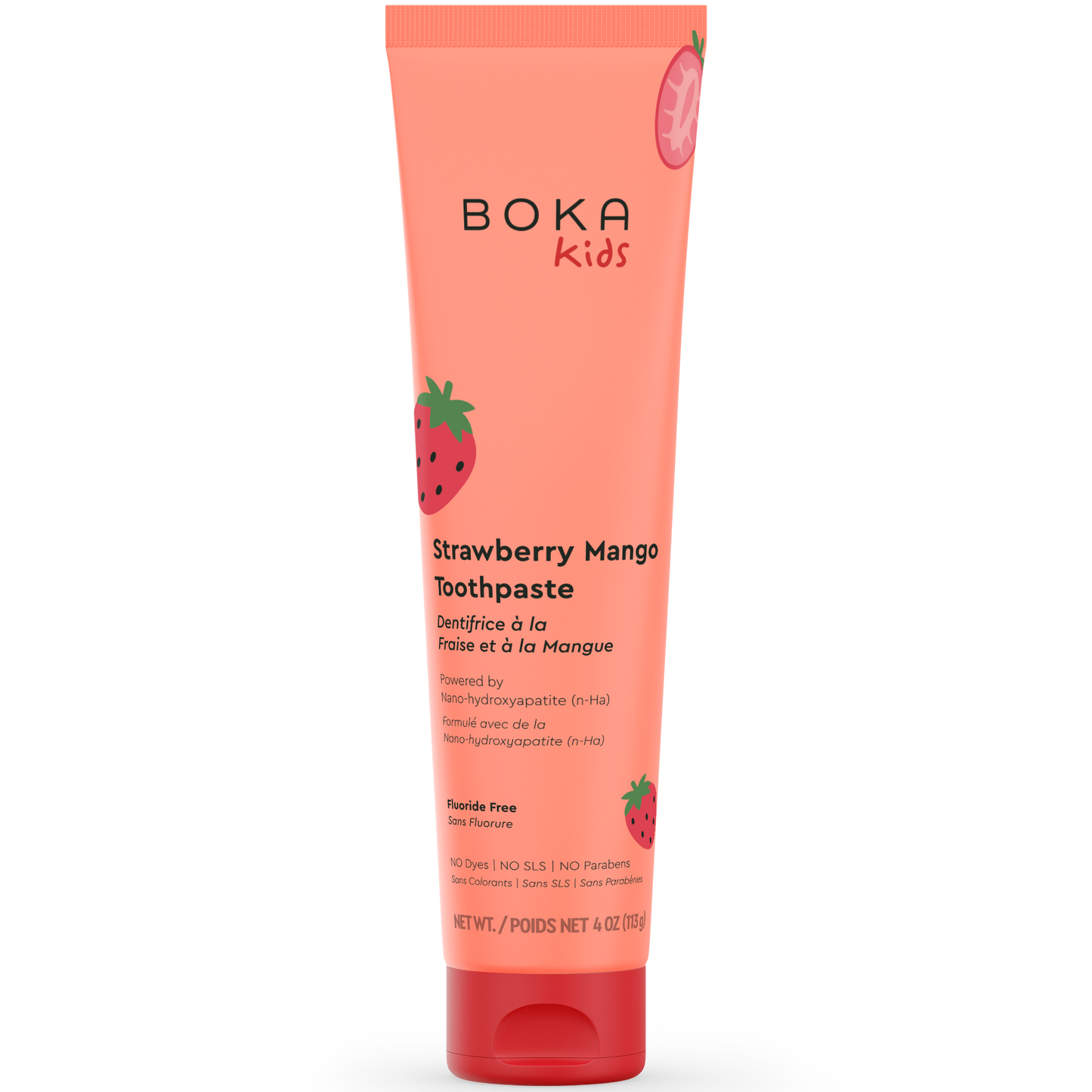 BOKA Kids Truskawka Mango — pasta do zębów bez fluoru dla dzieci, 113 g
