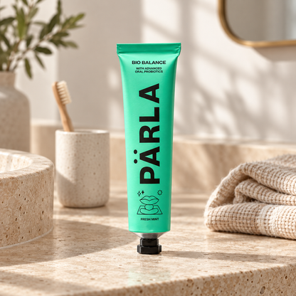 PARLA Bio Balance — pasta do zębów wspierająca mikrobiom, tubka 75 ml — tył (skład)