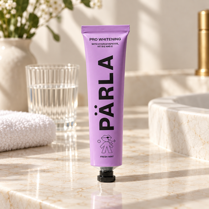 PARLA Pro Whitening — wybielająca pasta do zębów z hydroksyapatytem, tubka 75 ml — tył (skład)